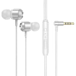2個セット TS6000 3.5mm メタルエルボーインイヤー有線コントロールイヤホン マイク付き ホワイト、レッド、グリーン、ブラック