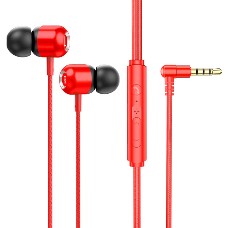 2個セット TS6000 3.5mm メタルエルボーインイヤー有線コントロールイヤホン マイク付き ホワイト、レッド、グリーン、ブラック