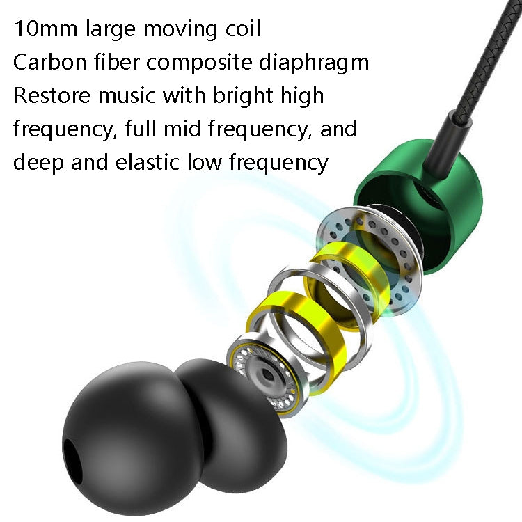 2個セット TS6000 3.5mm メタルエルボーインイヤー有線コントロールイヤホン マイク付き ホワイト、レッド、グリーン、ブラック