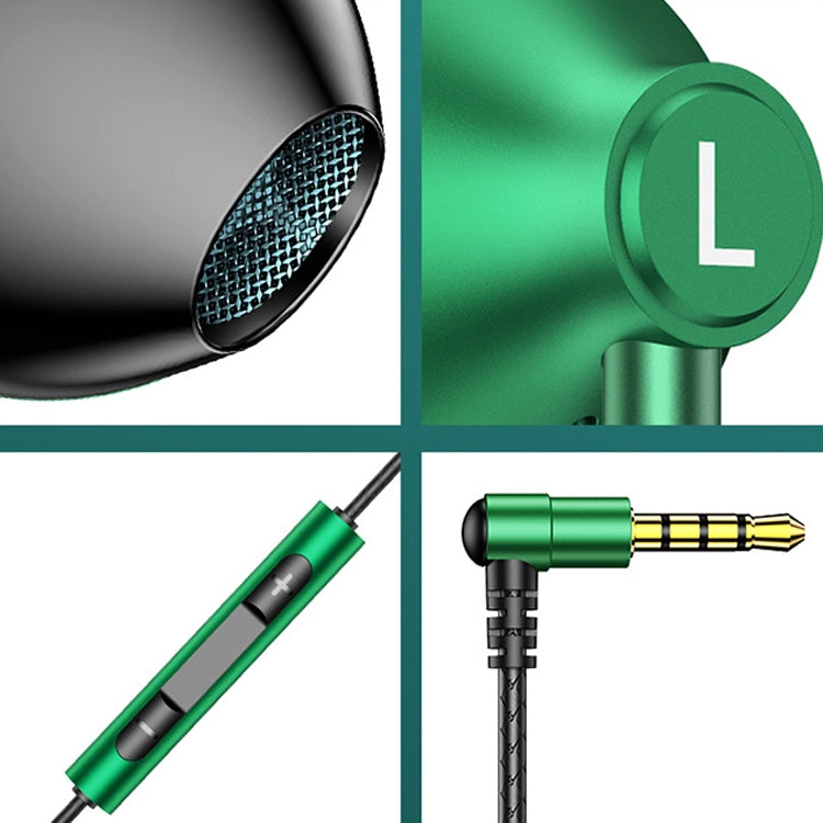 TS6800 3.5mm メタルエルボー ノイズキャンセリング 有線ゲーミングイヤホン、レッド、グリーン、ブラック、シルバーグレー