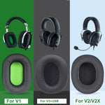 Razer BlackShark V2 X / V2 USB ヘッドセット用 1ペア イヤーパッド、カラー：ブラックジェル、ブラックメッシュ、ブラックジェル、ブラック＋グリーンメッシュ