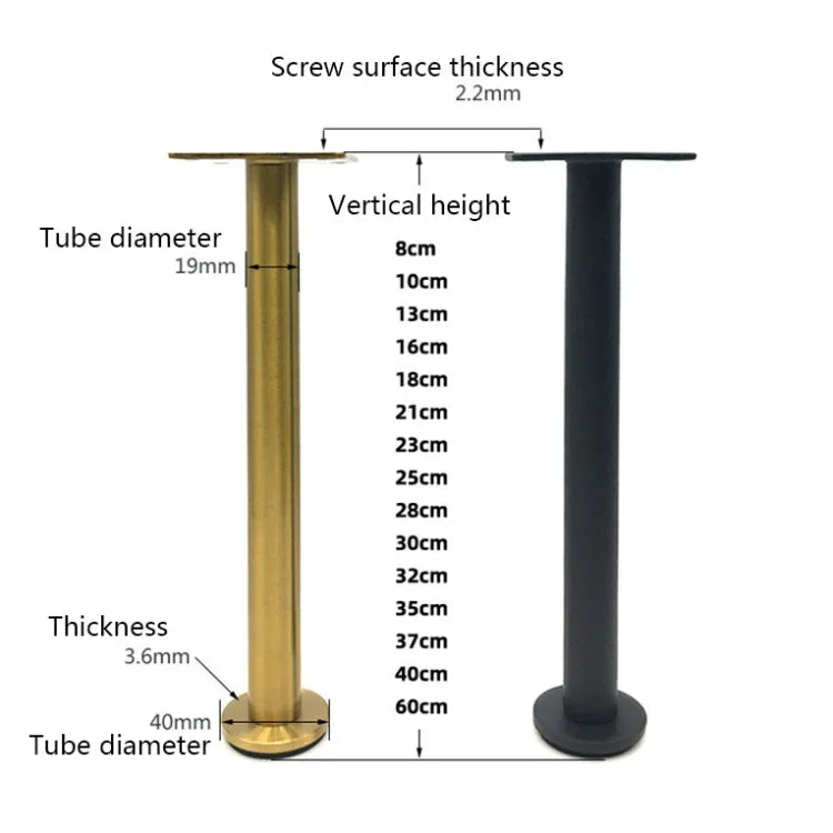 LH-TJ003 調節可能ステンレスラウンドチューブ家具脚、高さ：8cm、10cm、13cm、16cm、18cm、21cm、23cm、25cm、28cm、30cm、32cm、35cm