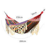 200x150cm ダブルアウトドアキャンプ用タッセルキャンバスハンモック 棒付き カラフルストライプ、ピンクストライプ、ホワイト