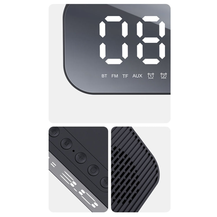 Havit M3 サブウーファー ミニミラー時計 Bluetoothスピーカー、仕様：1200mAh（ブラック）、1200mAh（ホワイト）
