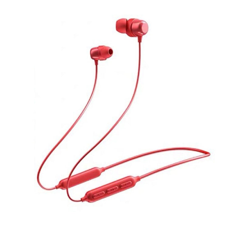 Havit i30 ミニ ネックマウント磁気スポーツBluetoothイヤホン、レッド、ブラック
