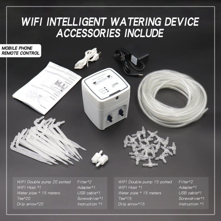 WD-01ADE WIFI園芸ドリップ灌漑コントローラー、ダブルポンプ15鉢用、ダブルポンプ20鉢用