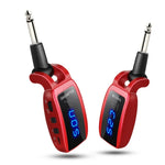 U12DX 6.35mmジャック ワイヤレスギタートランスミッター受信機 充電式アダプター、U12DXレッド、U12DXブラック