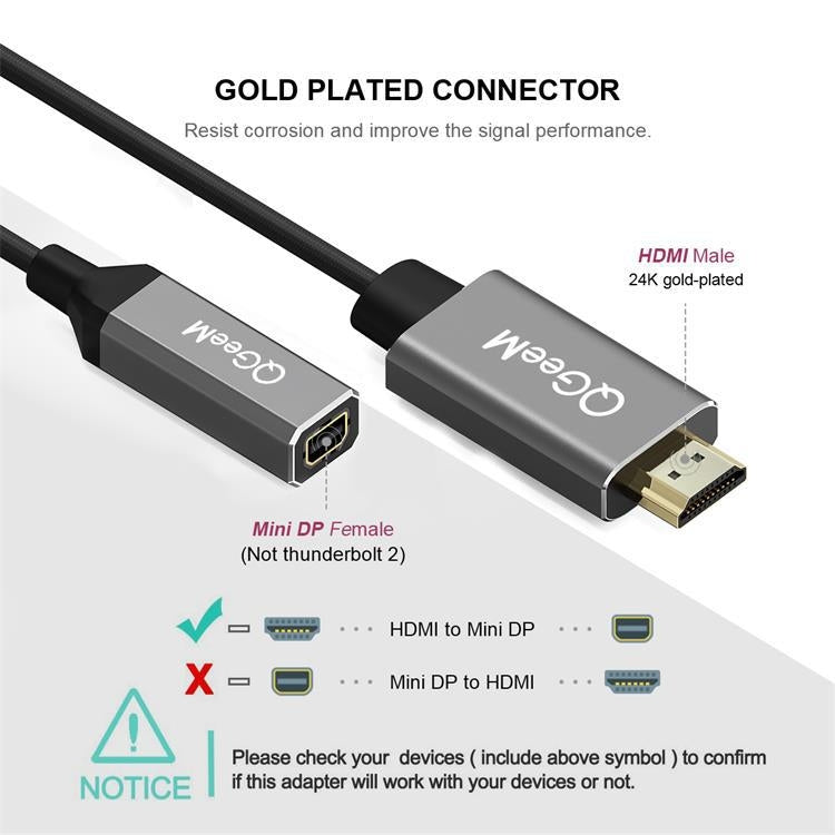 QGeeM QG-HD02 HDMIシングルからミニDP変換器
