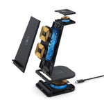QGeeM QG-WC05 3イン1 ポータブル分離型ワイヤレス充電器、ホワイト、ブラック
