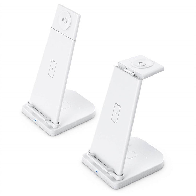 QGeeM QG-WC05 3イン1 ポータブル分離型ワイヤレス充電器、ホワイト、ブラック