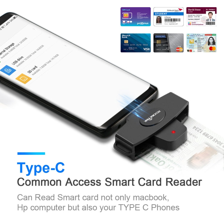 Rocketek CSCR3 スマートCACカードリーダー Type-C 銀行税申告SIMカード/ICカードIDカードリーダー