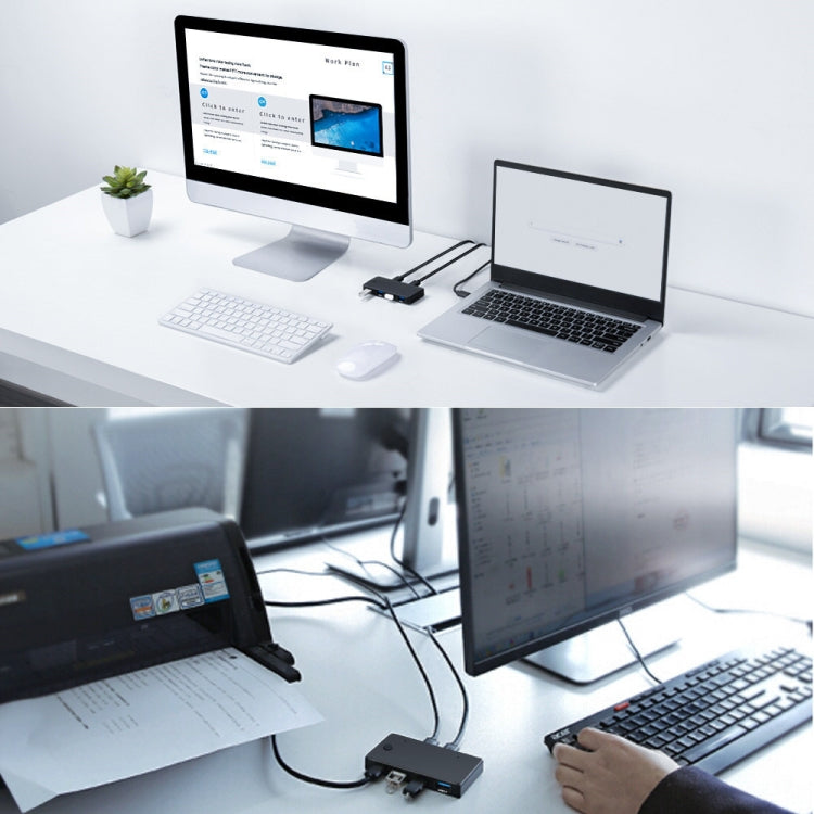 USB 2.0 多機能 2入力4出力ハブ