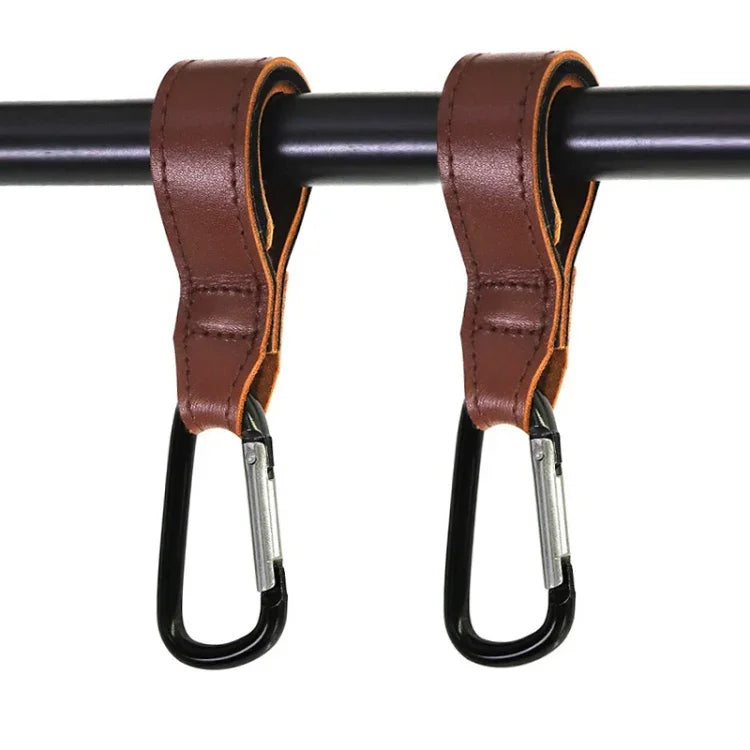 2 PCS Baby Stroller Convenient Carabiner Hook, Brown, Black