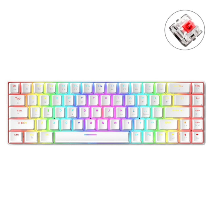 ZIYOU LANG T8 68キー RGB発光ゲーミングメカニカルキーボード、ケーブル長さ：1.6m、T8 ブラックグリーン軸、T8 ブラックティー軸、T8 ホワイトグリーン軸、T8 ホワイトレッド軸、T8 ブルーグリーン軸、T8 ピンクグリーン軸