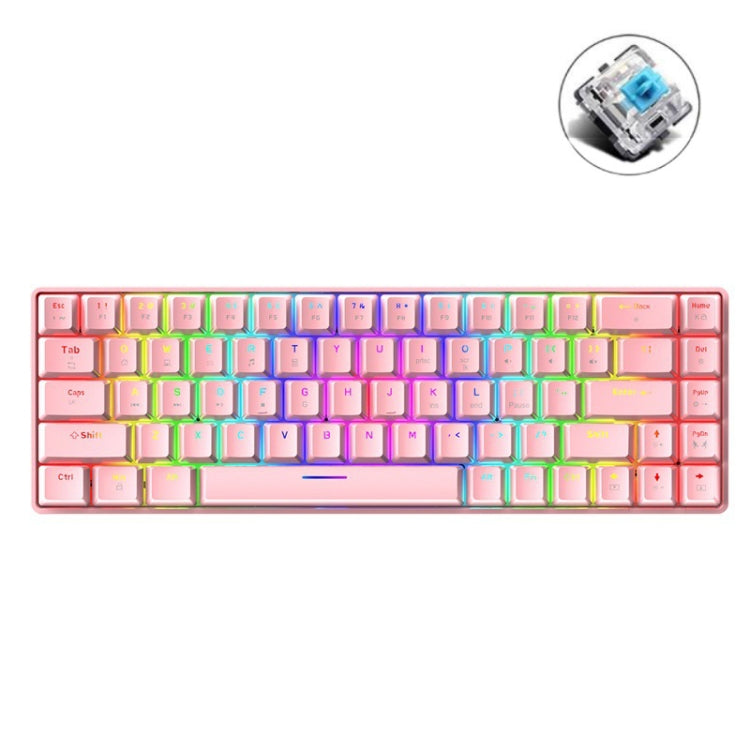 ZIYOU LANG T8 68キー RGB発光ゲーミングメカニカルキーボード、ケーブル長さ：1.6m、T8 ブラックグリーン軸、T8 ブラックティー軸、T8 ホワイトグリーン軸、T8 ホワイトレッド軸、T8 ブルーグリーン軸、T8 ピンクグリーン軸