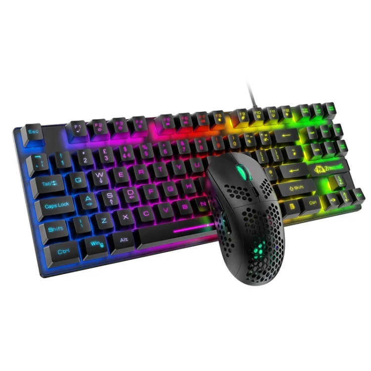 ZIYOU LANG T2 88キー ゲーミング メカニカル 発光キーボード＆マウスセット、ケーブル長さ：1.6m、T2 ブラック、T2 ホワイト