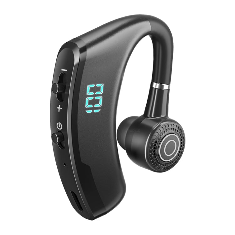 V9S Bluetoothヘッドセット ノイズキャンセリングヘッドホン LEDディスプレイ付き、ブラック片耳、ブルー片耳