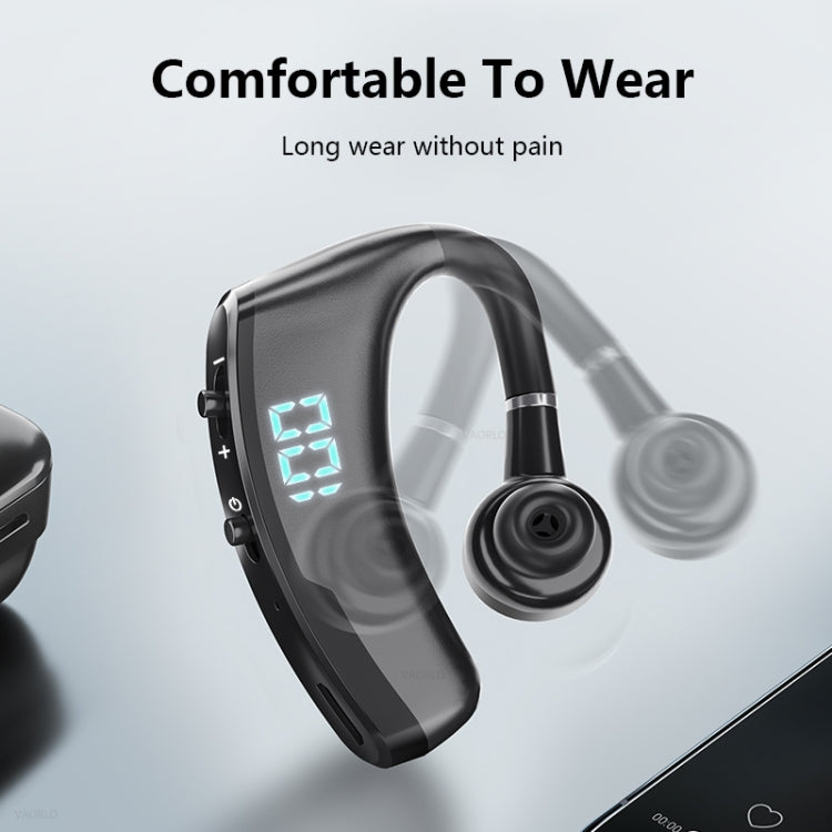 V9S Bluetoothヘッドセット ノイズキャンセリングヘッドホン LEDディスプレイ付き、ブラック片耳、ブルー片耳