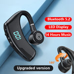V9S Bluetoothヘッドセット ノイズキャンセリングヘッドホン LEDディスプレイ付き、ブラック片耳、ブルー片耳