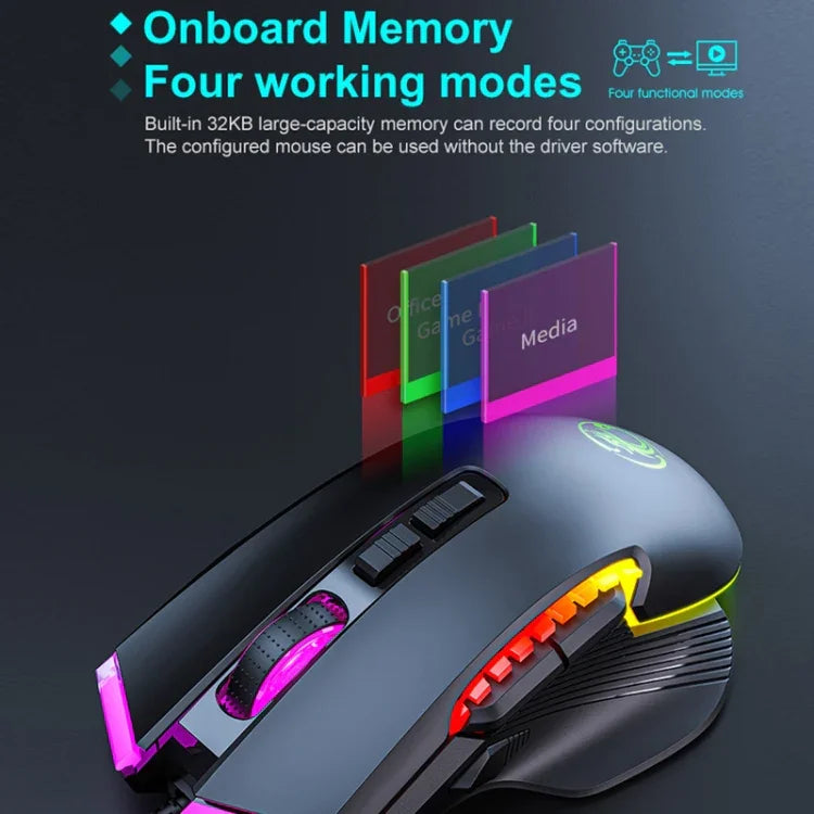 IMICE T70 8-Button 7200DPI RGB Lighting Programmable Wired Gaming Mouse, Cable Length: 1.8m, T70
