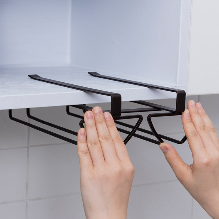 パンチ不要キャビネット用鍛鉄製ワイングラスホルダー 逆さ吊りラック、スタイル：ダブル列