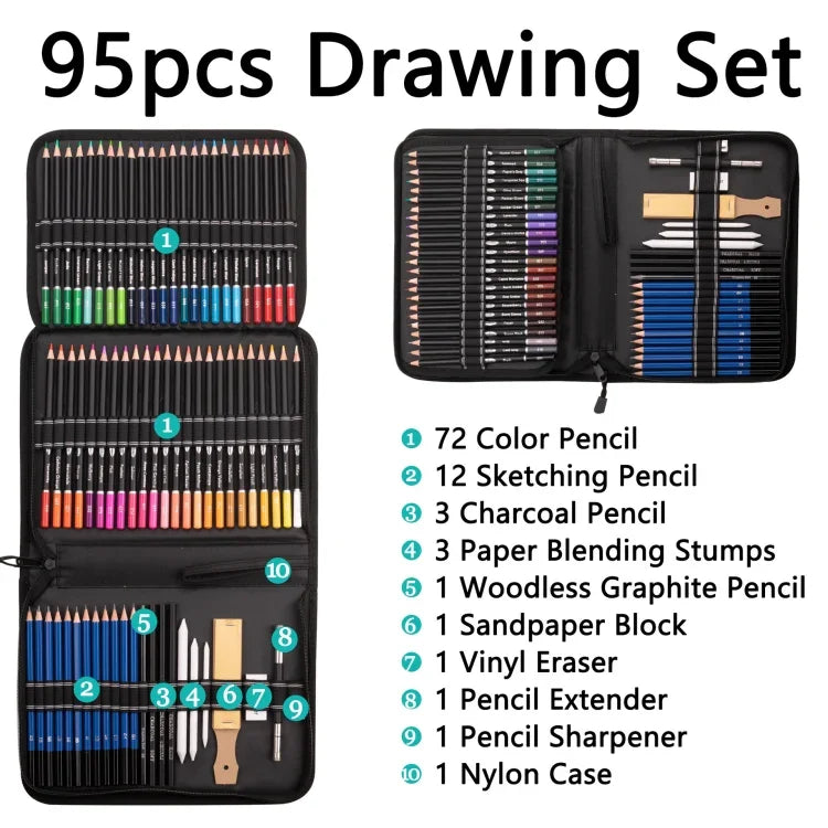 95本セット Yover 油性色鉛筆セット アートスケッチ鉛筆 絵画セット、95本セット