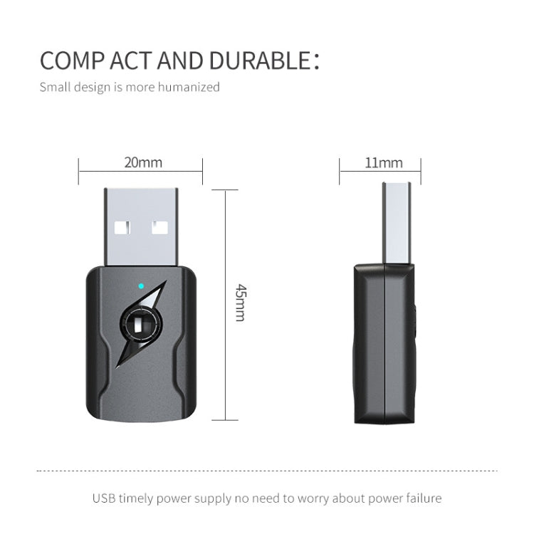 5.0 Bluetooth トランスミッター AUX レシーバー USB デュアル出力 コンピューターオーディオアダプター、M136