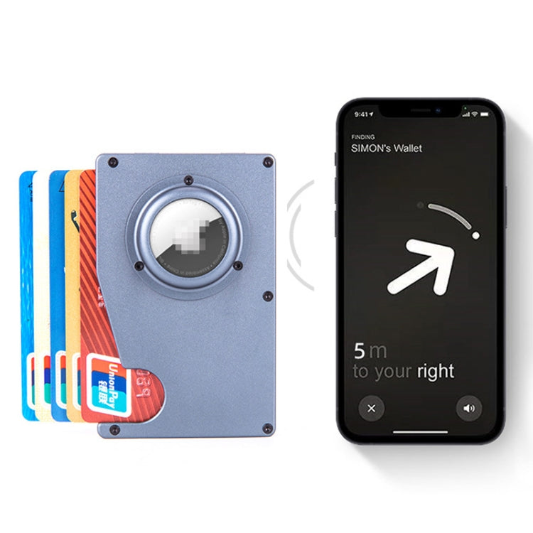 トラッカーカードホルダー 盗難防止RFIDウォレットカードホルダー AirTag 第2世代 / AirTag 第1世代用、ブルー、ブラック、グレー、シルバー