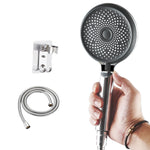 Home Handheld Silicone Supercharged Shower Nozzle, Style:, White, Black, Silver, White+Soft Tube+Space Aluminum Seat, Black+Soft Tube+Space Aluminum Seat, Silver+Soft Tube+Space Aluminum Seat