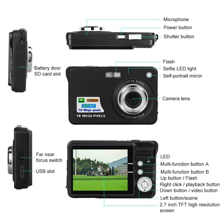 4800万画素 CCD HD デジタルカメラ レトロ自撮りビデオカメラ