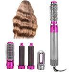 5-in-1 ホットエアコーム 自動ストレートデュアル用途ヘアドライヤー, シルバー＋ローズレッド(EUプラグ), シルバー＋ローズレッド(USプラグ), シルバー＋ローズレッド(UKプラグ), ブラック(EUプラグ), ブラック(USプラグ)