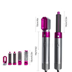 5-in-1 ホットエアコーム 自動ストレートデュアル用途ヘアドライヤー, シルバー＋ローズレッド(EUプラグ), シルバー＋ローズレッド(USプラグ), シルバー＋ローズレッド(UKプラグ), ブラック(EUプラグ), ブラック(USプラグ)