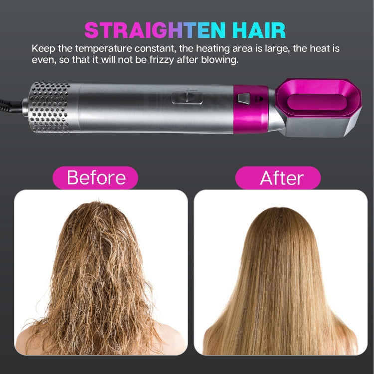 5-in-1 ホットエアコーム 自動ストレートデュアル用途ヘアドライヤー, シルバー＋ローズレッド(EUプラグ), シルバー＋ローズレッド(USプラグ), シルバー＋ローズレッド(UKプラグ), ブラック(EUプラグ), ブラック(USプラグ)