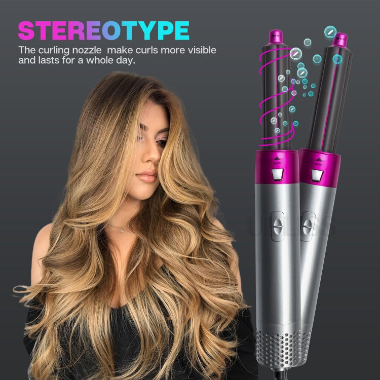 5-in-1 ホットエアコーム 自動ストレートデュアル用途ヘアドライヤー, シルバー＋ローズレッド(EUプラグ), シルバー＋ローズレッド(USプラグ), シルバー＋ローズレッド(UKプラグ), ブラック(EUプラグ), ブラック(USプラグ)