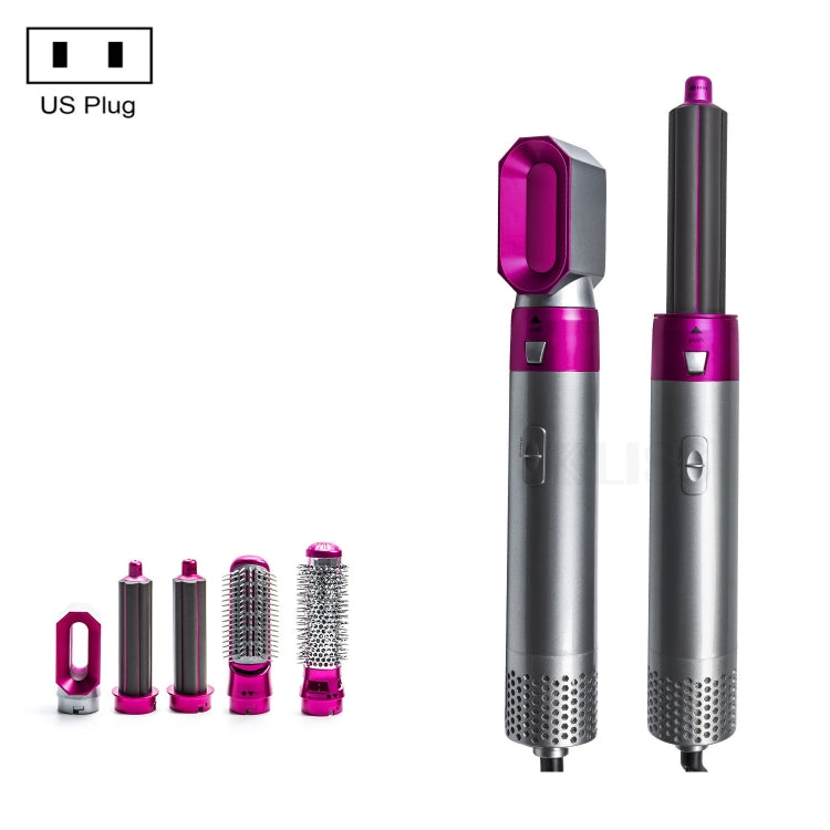 5-in-1 ホットエアコーム 自動ストレートデュアル用途ヘアドライヤー, シルバー＋ローズレッド(EUプラグ), シルバー＋ローズレッド(USプラグ), シルバー＋ローズレッド(UKプラグ), ブラック(EUプラグ), ブラック(USプラグ)
