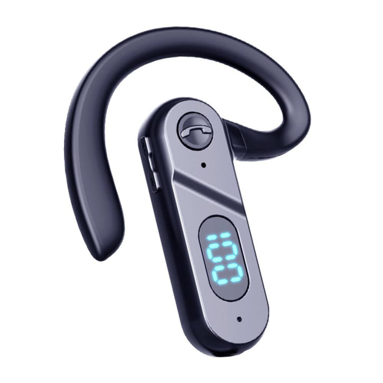 V28 Bluetooth ヘッドセット ハンギングイヤー デジタルディスプレイ 片耳 音声制御イヤホン、V28 ブラック
