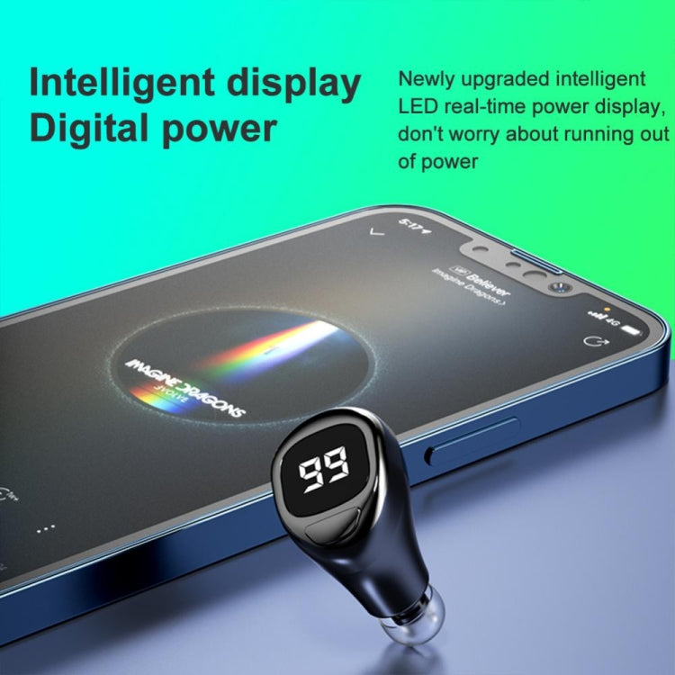 F6 Bluetooth ヘッドセット ミニインビジブルイヤー ビジネスデジタルディスプレイイヤホン、F6 ブラック、F6 ホワイト