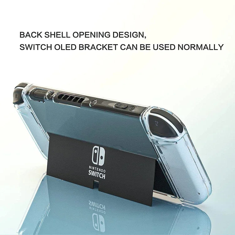 ゲームコンソールクリスタルシェルリモートセンシングキャップ強化フィルム収納バッグセット Switch OLEDコンソール用、収納バッグ＋クリスタルケース＋ロッカ―キャップx6＋強化フィルム、ホワイト収納バッグ14イン1（ハンドロープ）、ホワイト収納バッグ16イン1