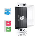 ゲームコンソールクリスタルシェルリモートセンシングキャップ強化フィルム収納バッグセット Switch OLEDコンソール用、収納バッグ＋クリスタルケース＋ロッカ―キャップx6＋強化フィルム、ホワイト収納バッグ14イン1（ハンドロープ）、ホワイト収納バッグ16イン1