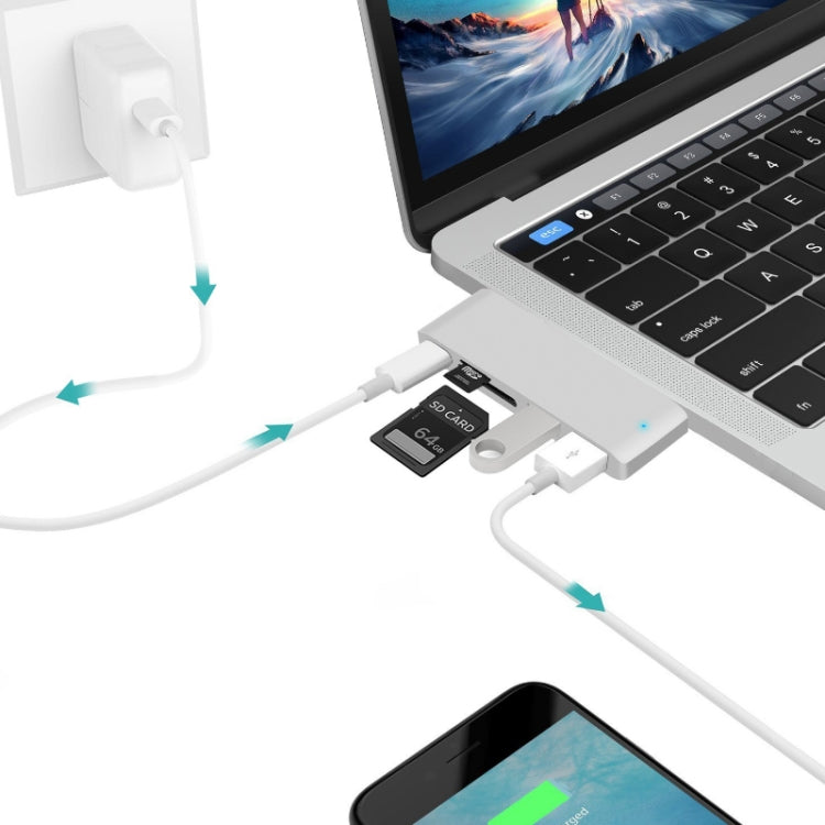 USB-CからHDMIスプリッタードッキングステーションカードリーダー、仕様：5in1グレー、5in1シルバー、6in1グレー、6in1シルバー