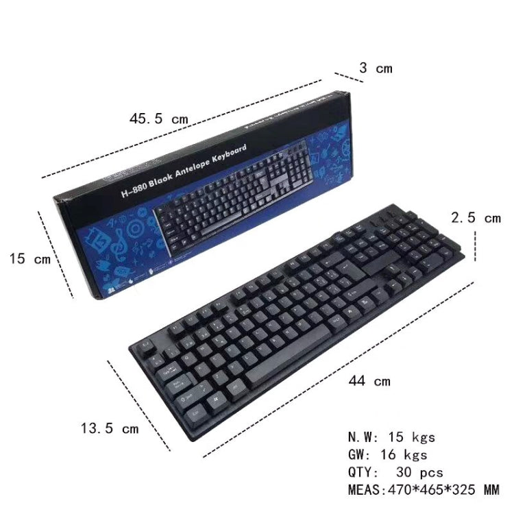 108キーコンピューターUSB有線キーボード、ケーブル長さ：1.5m、アラビア語単一、ロシア語、フランス語、スペイン語