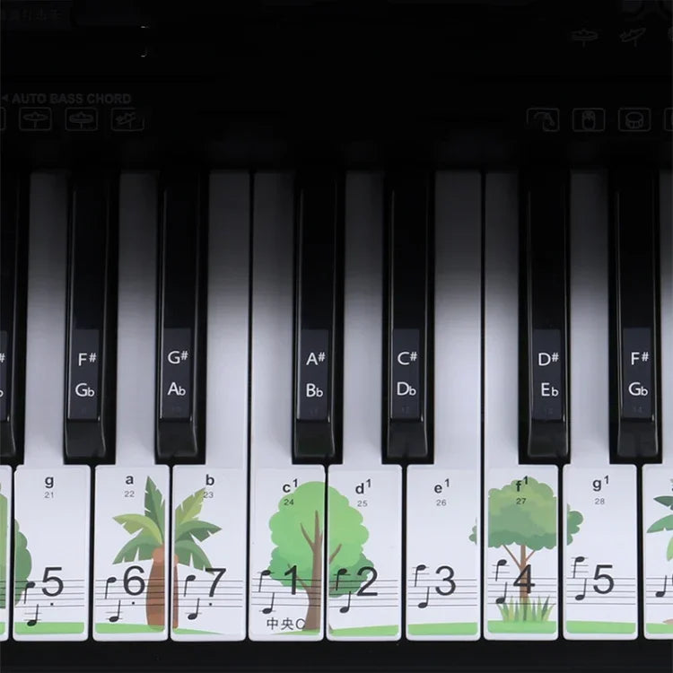 M52 88/76/61/54/49鍵盤ピアノキーボードステッカー、木、キリン柄