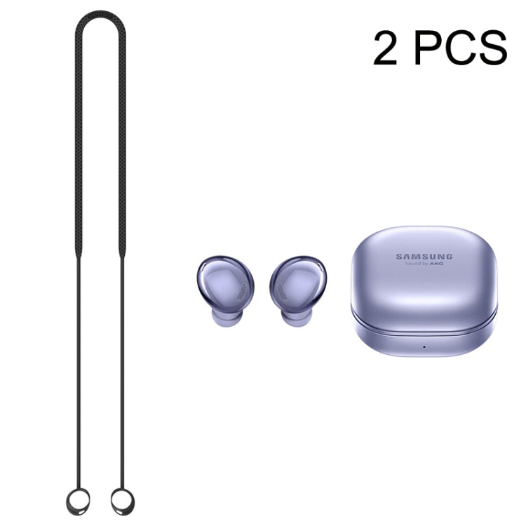 2個セット Bluetooth イヤホン シリコン紛失防止コード Samsung Galaxy Buds Pro 用、ブラック、ブルー、レッド、ホワイト