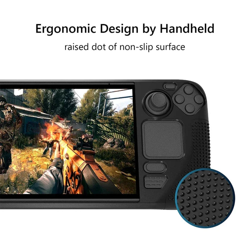 PGTECH ゲームコンソールシリコンケース スチームデック用 滑り止め粒子付き ブラック