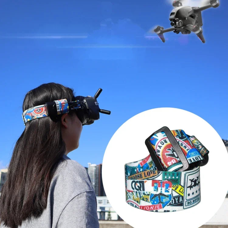 DJI FPV Goggles V2用 フライトビデオグラス グラフィティカラー ヘッドバンド固定ストラップ、ストラップ、ストラップ＋電源ケーブル、ストラップ＋電源ケーブル＋パッド