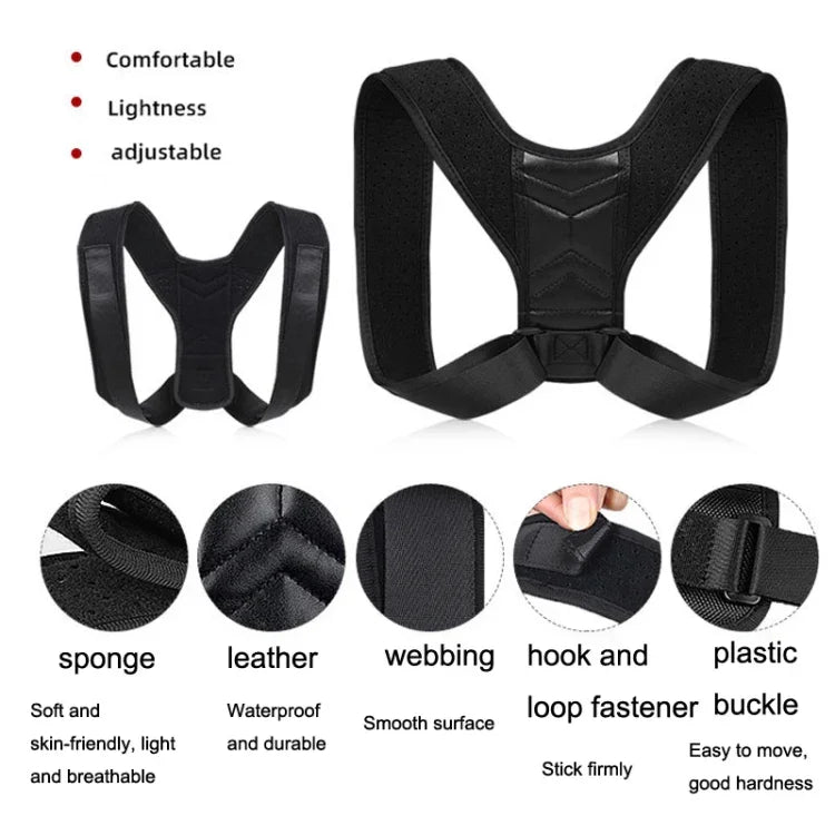 Invisible Breathable Posture Correction Belt Adjustable Back Corrector, Size:, M (Black), S (Gray), L (Gray)