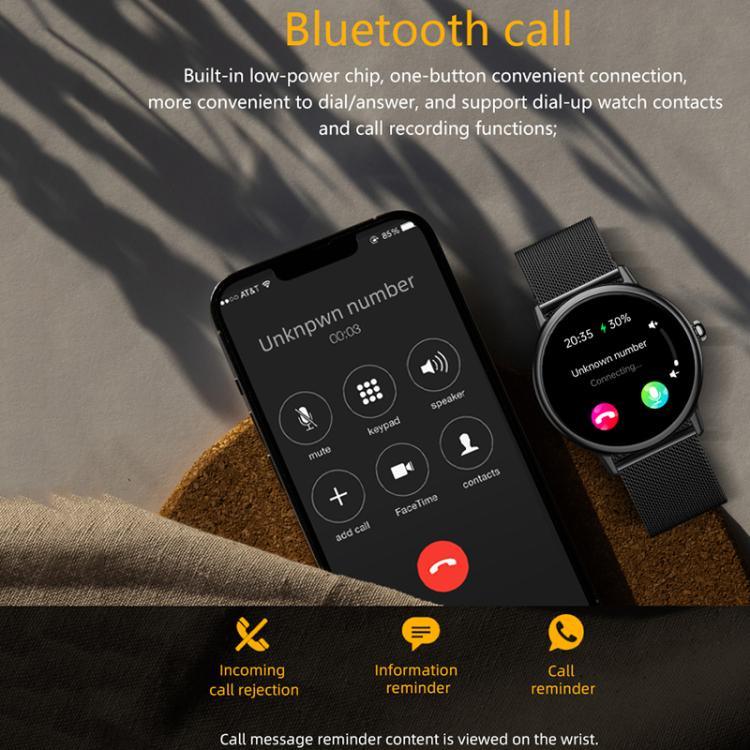 LOANIY Y86 1.43インチ心拍数モニタリングスマートBluetoothウォッチ ゴールドスチール、ブラックスチール