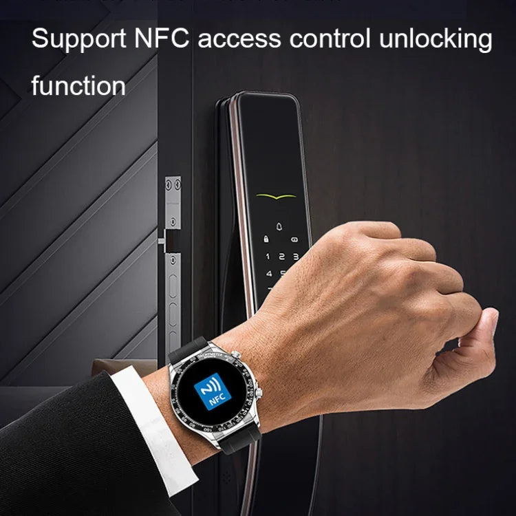 LOANIY E18 Pro スマート Bluetooth 通話時計 NFC機能付き、ゴールドシリコン、ブラックレザー、ゴールドレザー、ブラックシルバースチール、グリーンシルバースチール