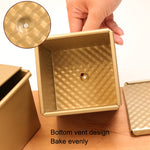 スクエアトーストボックス ノンスティックウォーターキューブトーストモールド、スタイル：8832 8x7.5x6.5cm リップルゴールド、8759 11.8x11x10.3cm ノーリップルゴールド、8772 8x7.5x6.5cm ノーリップルゴールド、8765 11.8x11x10.3cm リップルゴールド