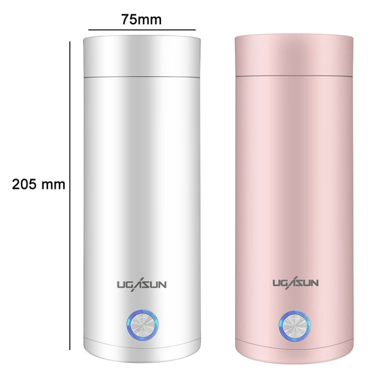 UGASUN トラベルポータブルミニ電気加熱ウォーターカップ、UKプラグ（ホワイト）、EUプラグ（ホワイト）、USプラグ（ホワイト）、UKプラグ（ピンク）、EUプラグ（ピンク）、USプラグ（ピンク）